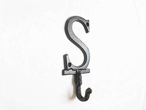 Hampton Iron Cast Iron Letter S Alphabet Wall Hook 6" - Home Wall Decor - Decorative Cast I