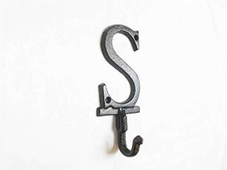 Hampton Iron Cast Iron Letter S Alphabet Wall Hook 6" - Home Wall Decor - Decorative Cast I