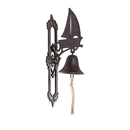 Beachcombers B23109 Iron Nautical Bell with Boat, 15.24-inch High