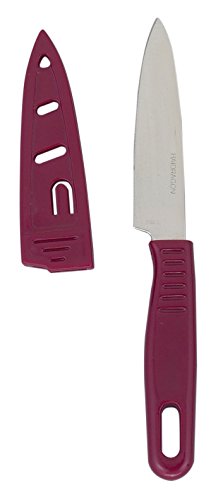 HIC Helen's Asian Kitchen Universal Paring Picnic Knife, 3.75-Inch Blade, Stainless Steel with Safety Cover