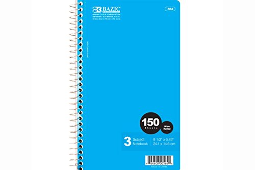 BAZIC 3-subject Spiral Notebook - W/r 150 Ct. 9.5 Inch X 5.75 Inch (Pack of 3)