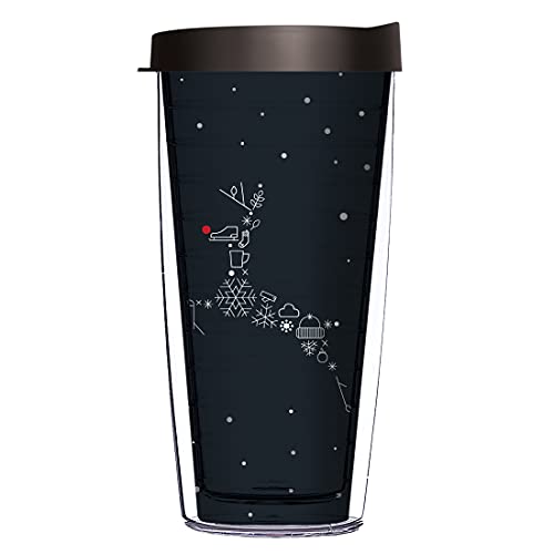 Comfy Hour Flying Snow and Moose Design 16 oz Black Tumbler with Black Lid