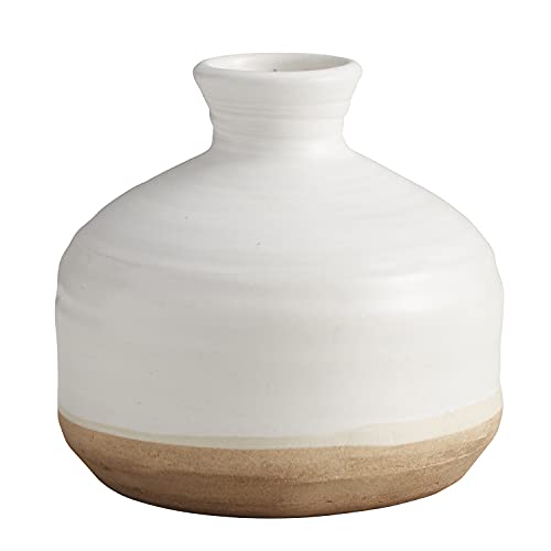 Creative Brands 47th & Main Ceramic Planter Pot, 5.5" Tall, White / Brown