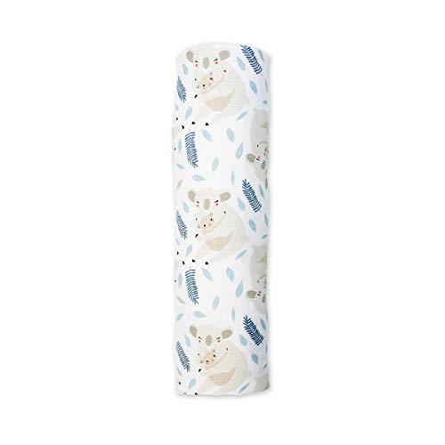 Mary Meyer Lulujo Baby Swaddle Blanket| Unisex Softest 100% Cotton Muslin Swaddle Blanket| Neutral Receiving Blanket for Girls & Boys | 47in x 47in Modern Koala