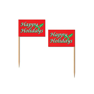 Beistle 50-Pack Happy Holiday Picks, 2-1/2-Inch