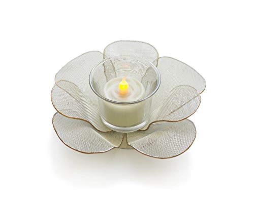 Melrose 82198 Metal and Glass Mesh Floral Votive Holder, 6.5-inch Diameter