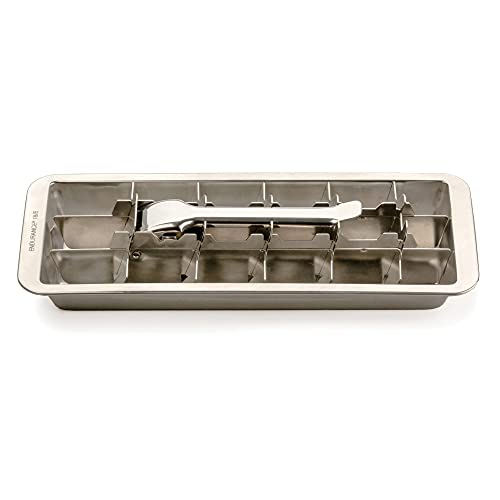 RSVP International Endurance Vintage Inspired Ice Cube Tray, 11" | Retro Design for Bars & Kitchens | Levers Remove Cubes | Heavy Duty Stainless Steel | Dishwasher Safe