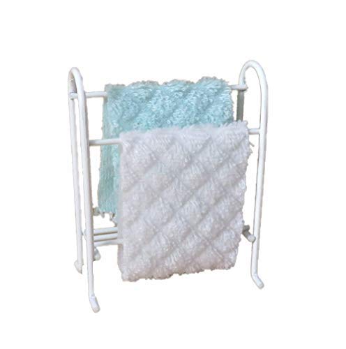 Aztec Imports Melody Jane Dollhouse White Wire Towel Rail Rack & Aqua & White Towels Bathroom Furniture