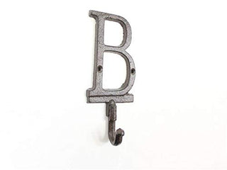 Hampton Iron Cast Iron Letter B Alphabet Wall Hook 6" - Door Decor - Decorative Cast Iron