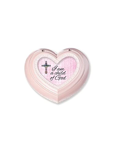 Roman Child of God Heart Box, 6.25-inch Length, Plastic and Metal, Pink, For Decorative Use, Home Décor, Church Décor