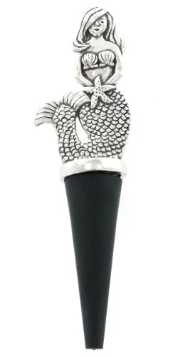 Pewter Nautical Mermaid Wine Bottle Topper by Basic Spirit