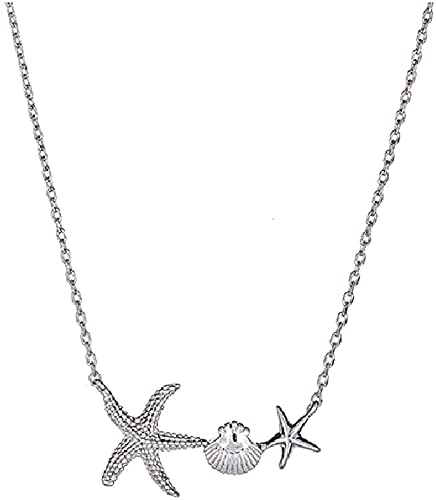 Maya J CZPB11W Starfish and Shell Necklace, White, Brass