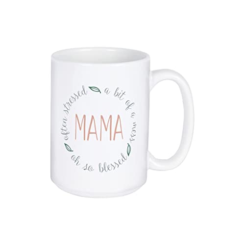Carson Home, Decorative Ceramic Mug for Coffee Latte Tea Hot Cocoa, Ideal Gift, Microwave and Dishwasher Safe, Mama Boxed Mug 15oz