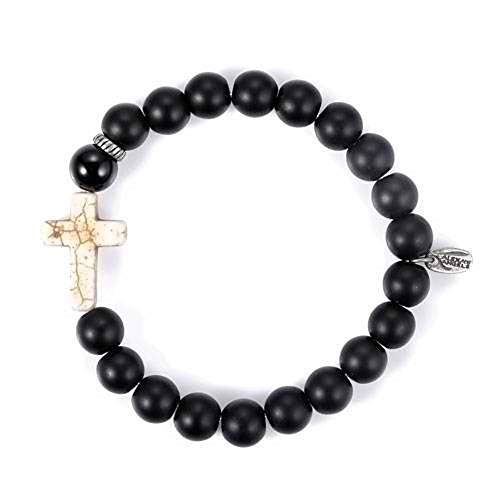 Roman Alexa's Angels 8" men's cross bracelet black onyx stretch