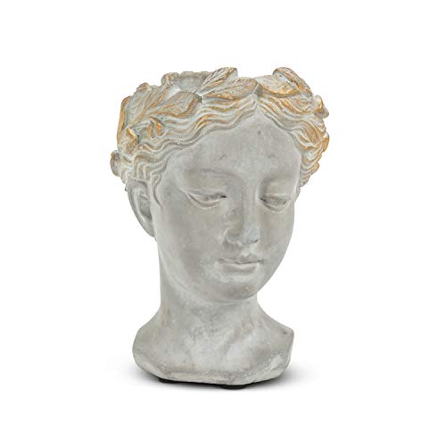 Abbott Collection  27-APHRODITE-535-XS Extra Small Woman Head Planter, Grey/Gold