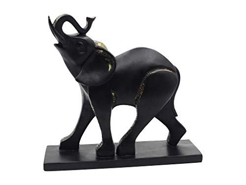 Comfy Hour Our Cute Elephant Friends Collection 8" Hand Made and Painted Resin Black Elephant Figurine with Trunk Up Raised Collectible Figurine Statue Desktop Decoration