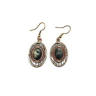 Anju E2202 Mixed Metal Earrings with Labradorite