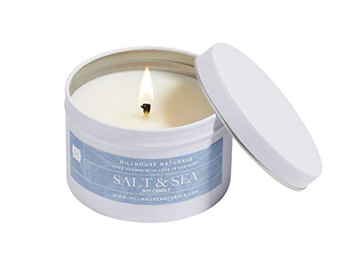Hillhouse Naturals HH-SSC Salt and Sea Candle in White Tin 6 oz