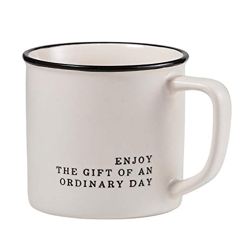 Creative Brands SB Design Studio Face to Face Ceramic Coffee Mug, 16-Ounce, Enjoy The Gift of An Ordinary Day