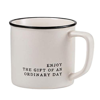 Creative Brands SB Design Studio Face to Face Ceramic Coffee Mug, 16-Ounce, Enjoy The Gift of An Ordinary Day
