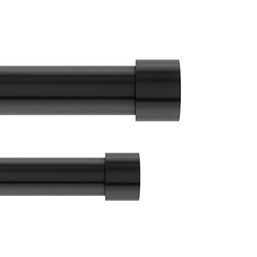 Umbra Cappa Double Curtain Rod - Modern Telescopic Curtain Rod 36-66 Brushed Black