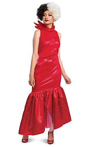 Disguise Women's De Vil Costume, Official Disney Estella Red Dress Outfit from Cruella Live Action Movie, M (8-10)