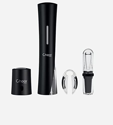 Cheer Moda Skyline Electric Wine Opener Gift Set, Battery, Black, Kitchen Accessories