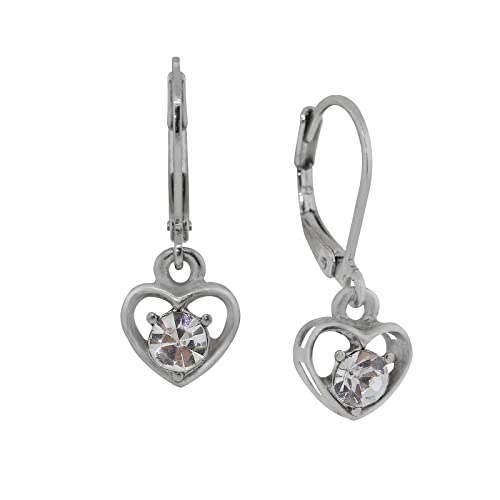 1928 Jewelry Clear Crystal Petite Heart Drop Earrings