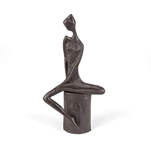 Danya B. Woman in Reflection Cast Iron Sculpture | Contemporary Metal Art Shelf Decor | Thinking Figurine - Brown