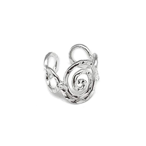 Anju Silver Plated Swirl Hena Adjustable Ring