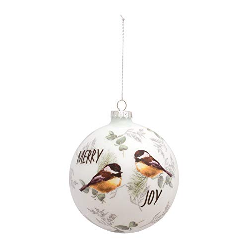 Melrose 83309 Chickadee Ball Ornament, 5-inch Diameter, Glass