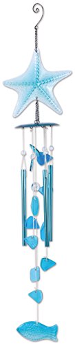 Sunset Vista Designs 92539 Blue Starfish Wind Chime, Metal and Color Glass