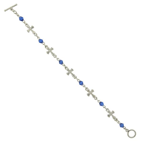 Symbols Of Faith Cross Chain Link Toggle Bracelet