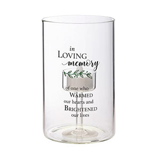 Blue Sky Clayworks Lillian Rose Loving Glass Memorial Tea Light Holder, One Size, Clear