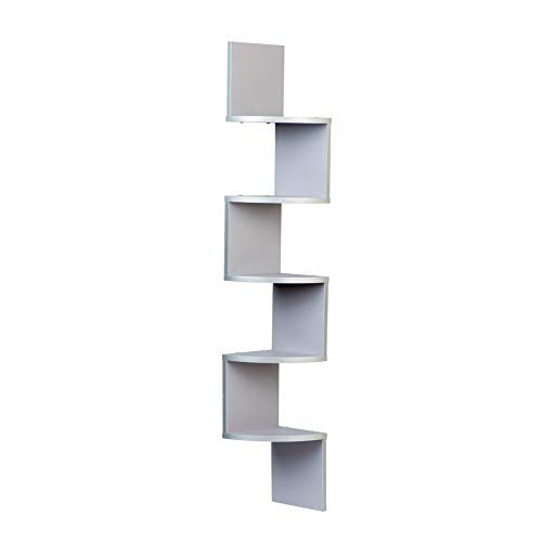 Danya B. XF11035GR Large Decorative 5-Tier Corner Floating Wall Mount Display Shelving Unit - Grey
