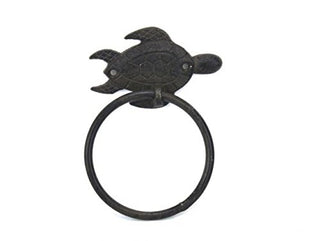 Hampton Iron Cast Iron Towel Holder 7"-Sea Turtle Beach Decor