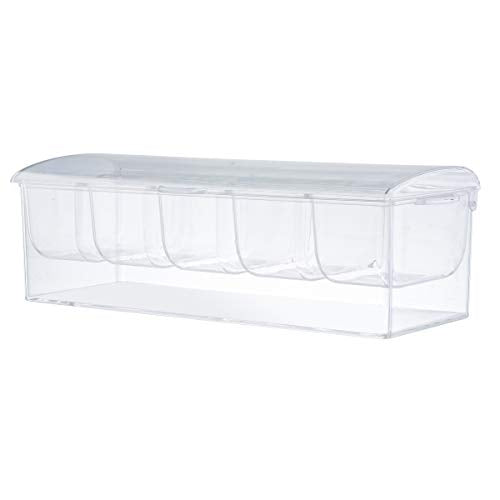 TableCraft 10007 Chiller Collection Bar Condiment Holder, Includes: (5) 1Áøπ pt Inserts & Base with Hinged Lid