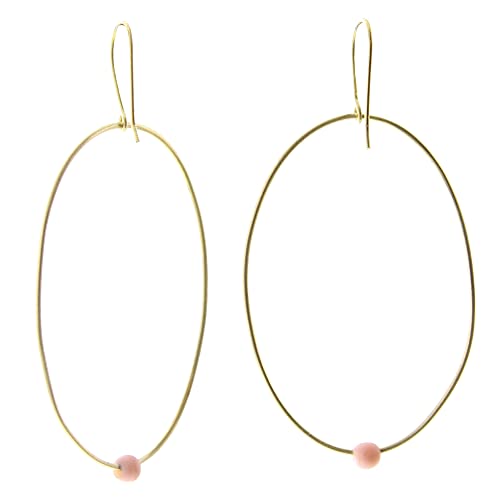 HomArt 14142-21B Lombok Organic Oval Earring,3-inch Width, Pink