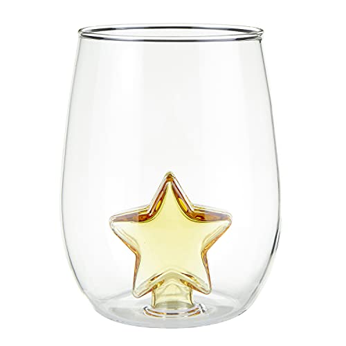 Creative Brands slant collections Holiday Stemless Wine Glass, 16-Ounce, 3D Star