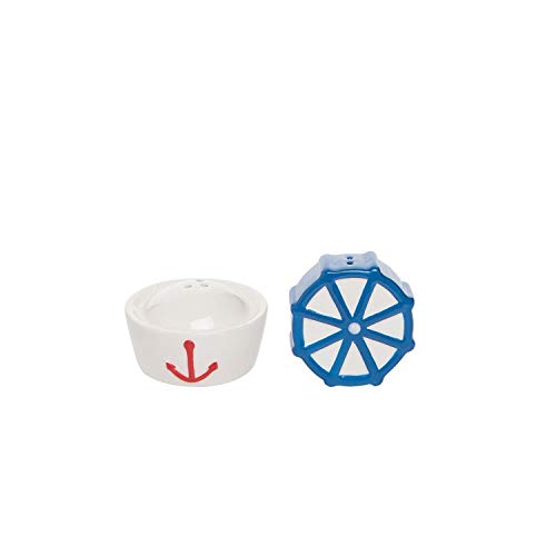 Beachcombers Nauti Wheel and Hat Salt and Pepper Shakers, 2.7-inch Width, Set of 2