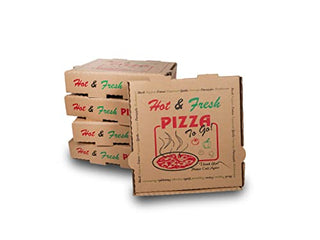 DHG Professional 50 Pack Pizza Box 4 Color Print "Hot & Fresh" Pizza Brown Color (8" x 8")