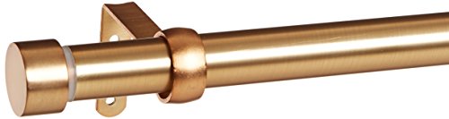 Umbra Cappa Curtain Rod 1-Inch Drapery Rod Extends from 36 to 66 Inches, Includes 2 Matching Finials, Brackets & Hardware, Brass