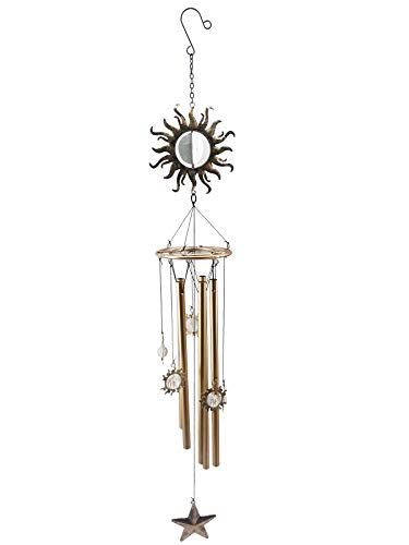 Comfy HourSun Moon Face Engraved Collection 32" Metal Art Decorative Sun Windchime Hanging Wind Chime Windbell