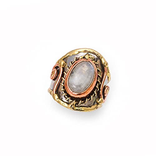 Anju Jewelry Janya Collection Mixed Metal Cuff Ring with Moonstone
