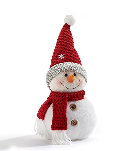 Giftcraft 682597 Christmas Snowman DÁüácor, 9.06 inch, Polyester, Stone, Bamboo, Metal and Plastic