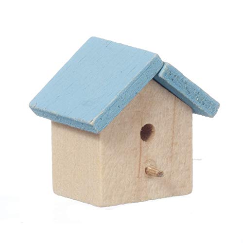 Aztec Imports International Miniatures Dollhouse Miniature Little Blue Roofed Birdhouse!!!