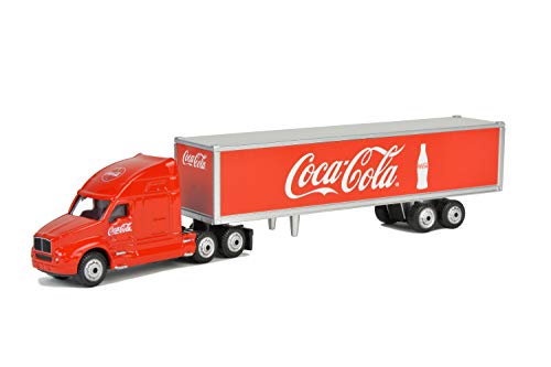 Classic Long Hauler Tractor Trailer Coca-Cola Red 1/87 (HO) Scale Diecast Model by Motorcity Classics 487010