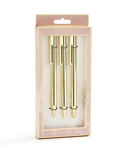 Giftcraft 474156 Boxed Gold Pen, Set of 3, 8.07-inch Length, Plastic, Ink and Paper