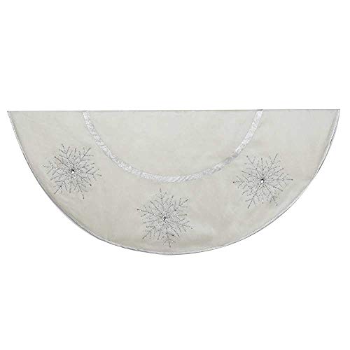 Kurt Adler Tree Skirt with Crystal Lace Snowflakes, 54-Inch, Ivory
