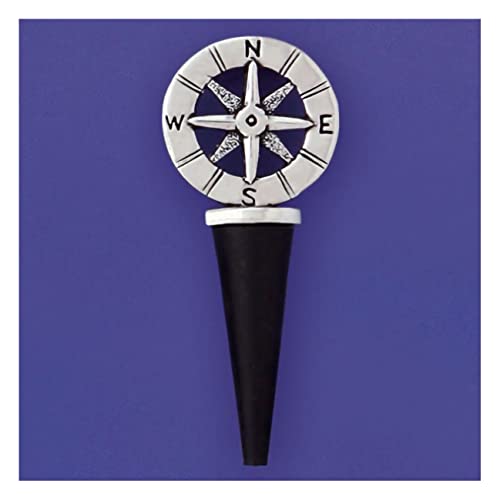 Basic Spirit Décor Compass Bottle Stopper - Handmade Home Decoration for Gifts and Souvenirs, Wine and Beverage Kit Nautical Sailing Beach Coastal Sea Lover
